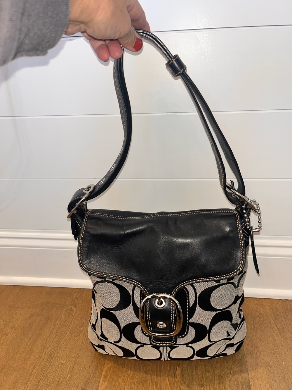 COACH Signature Leather and Canvas Flap Duffle # M0871-F13360
